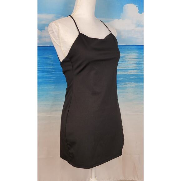 Woman's BLACK SEXY Club Party Dress Faux DIAMOND FRINGE Back Zip STRETCH size Sm - Picture 4 of 12